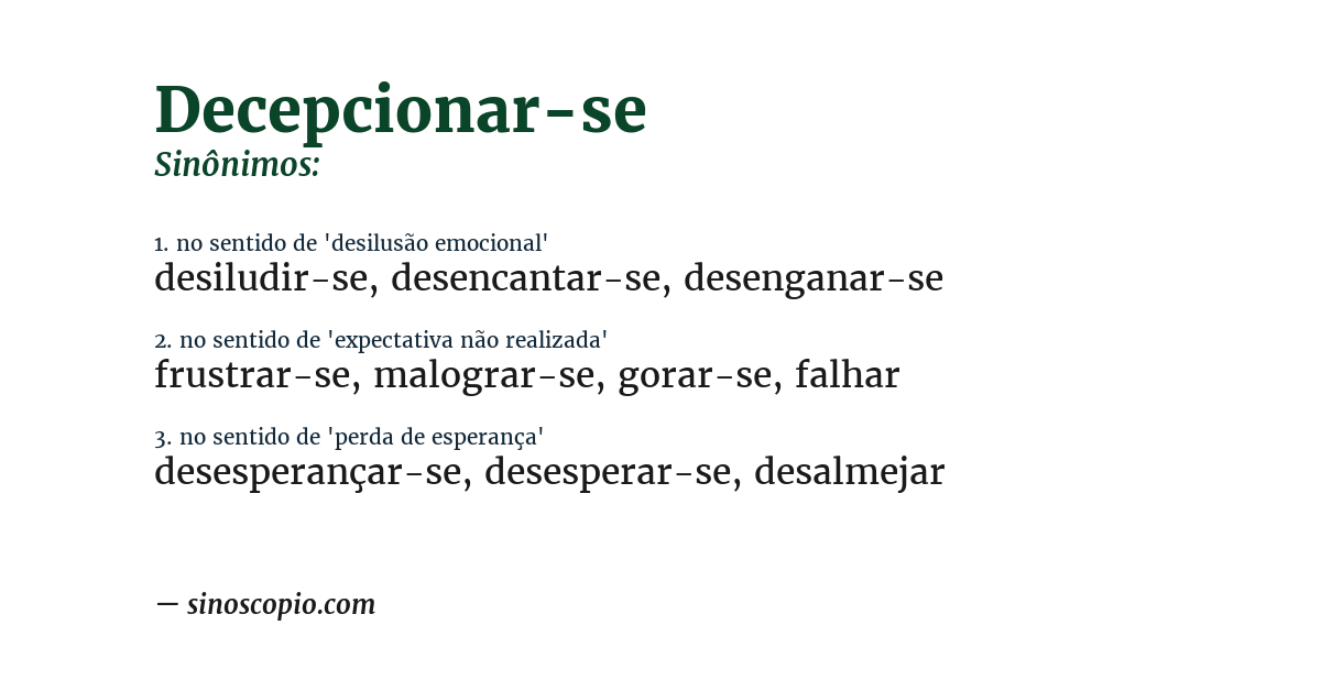 Sinônimo de decepcionar-se