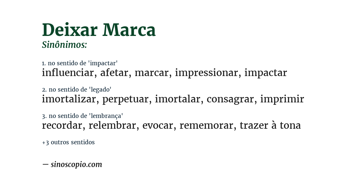 Sinônimo de deixar marca