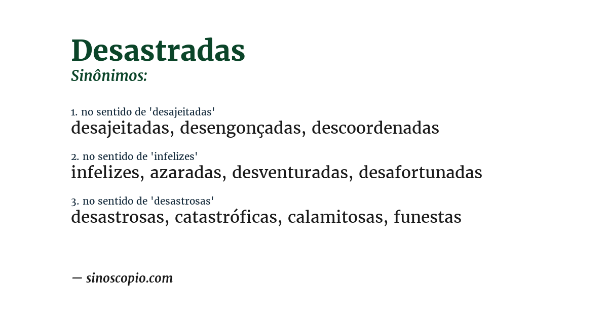 Sinônimo de desastradas