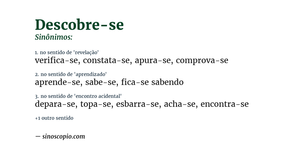 Sinônimo de descobre-se