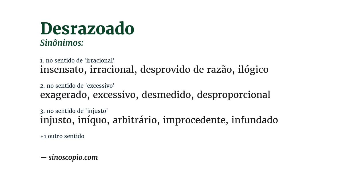 Sinônimo de desrazoado