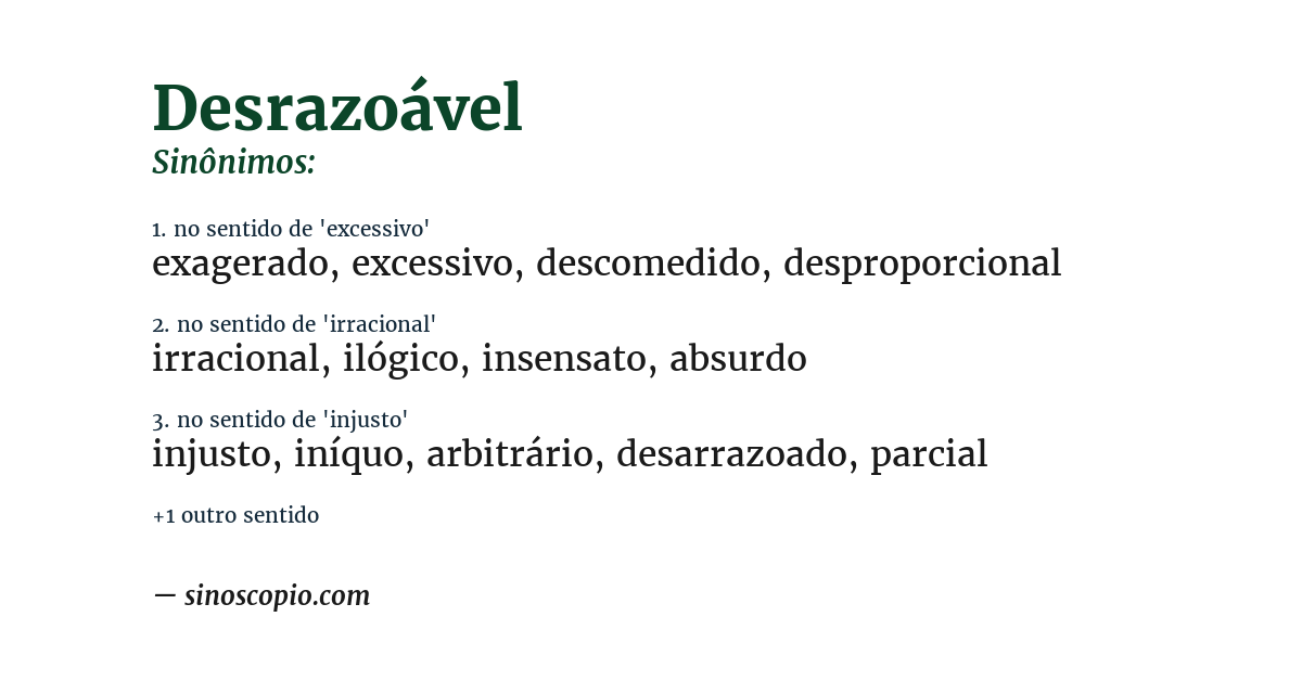 Sinônimo de desrazoável