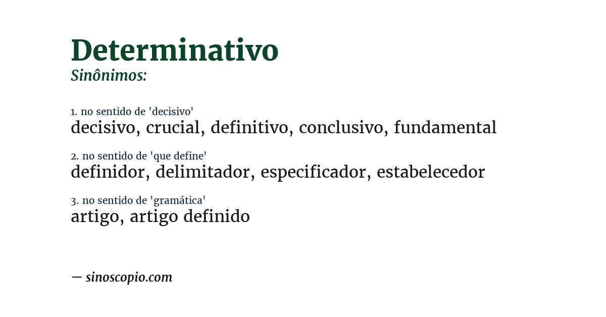 Sinônimo de determinativo