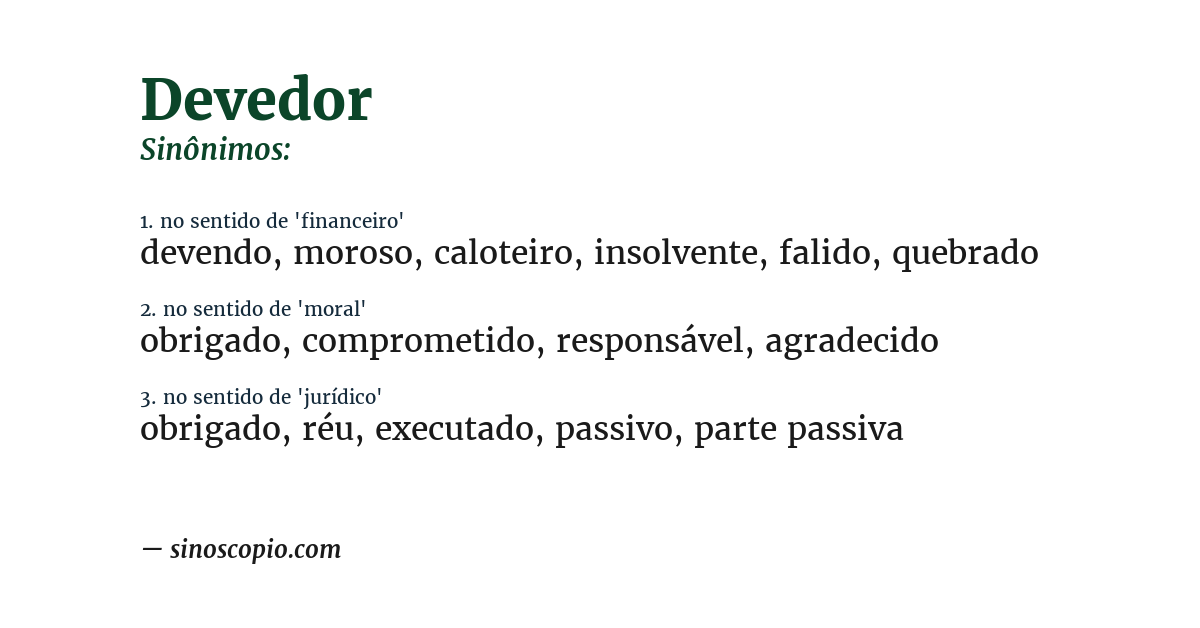 Sinônimo de devedor