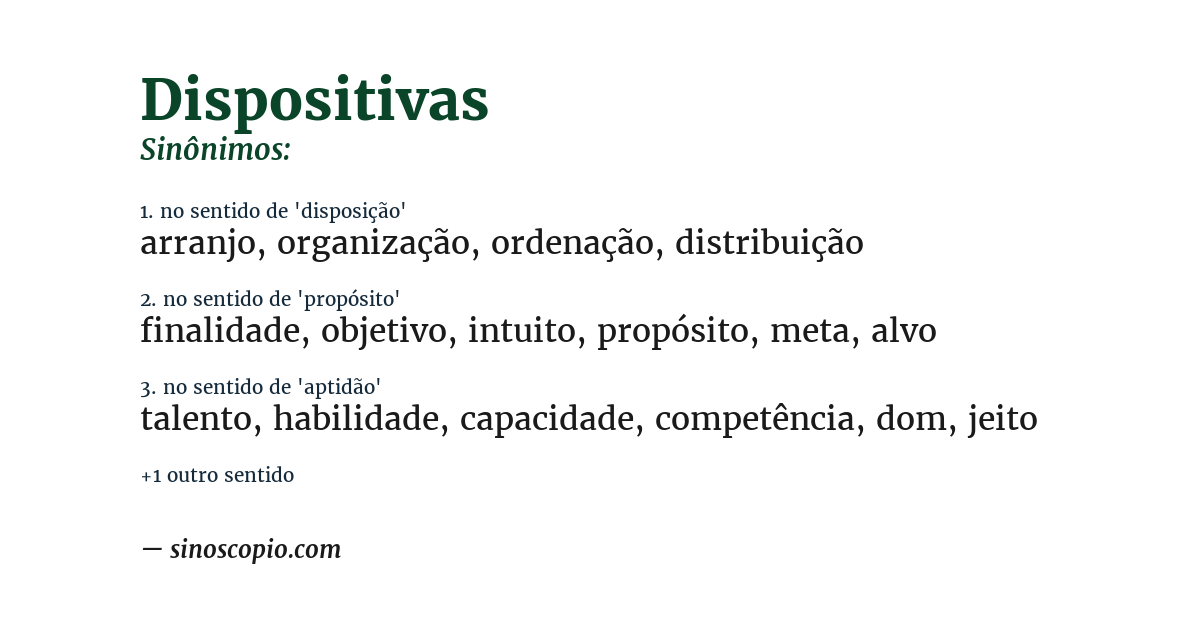 Sinônimo de dispositivas