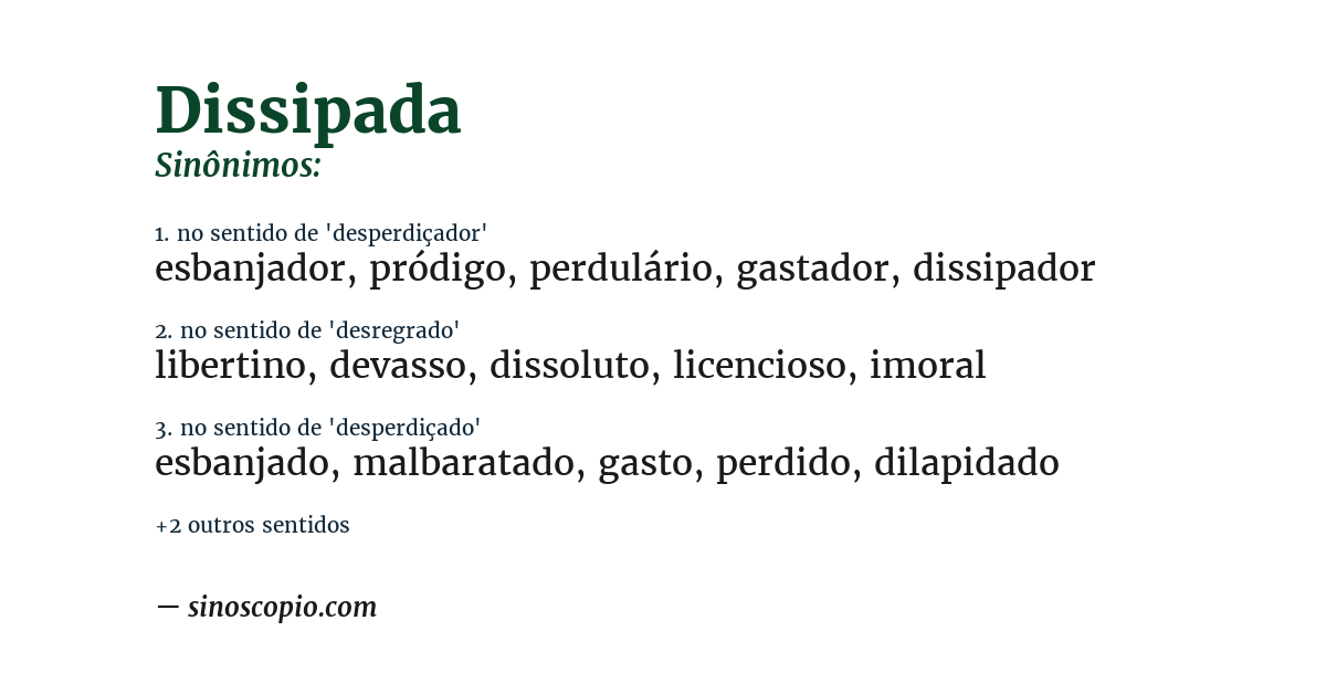 Sinônimo de dissipada