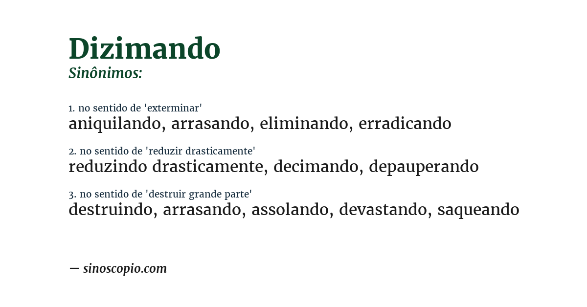 Sinônimo de dizimando
