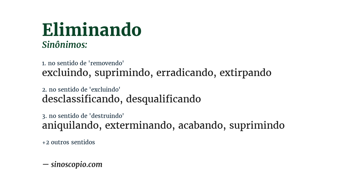 Sinônimo de eliminando