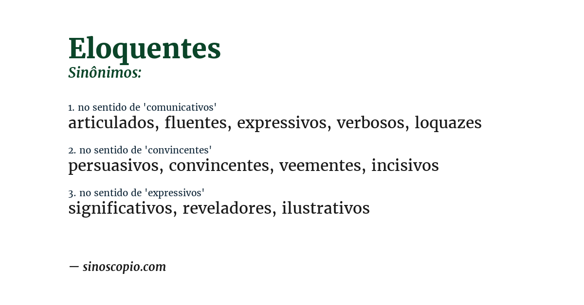 Sinônimo de eloquentes