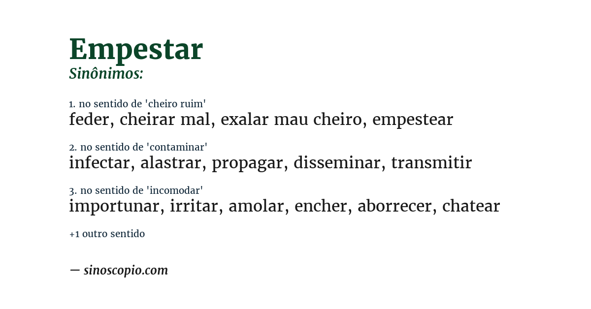 Sinônimo de empestar