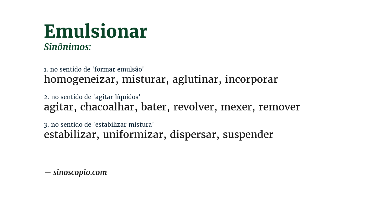 Sinônimo de emulsionar