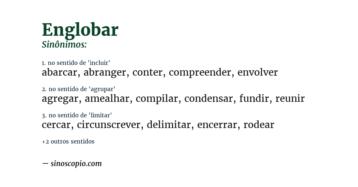 Sinônimo de englobar