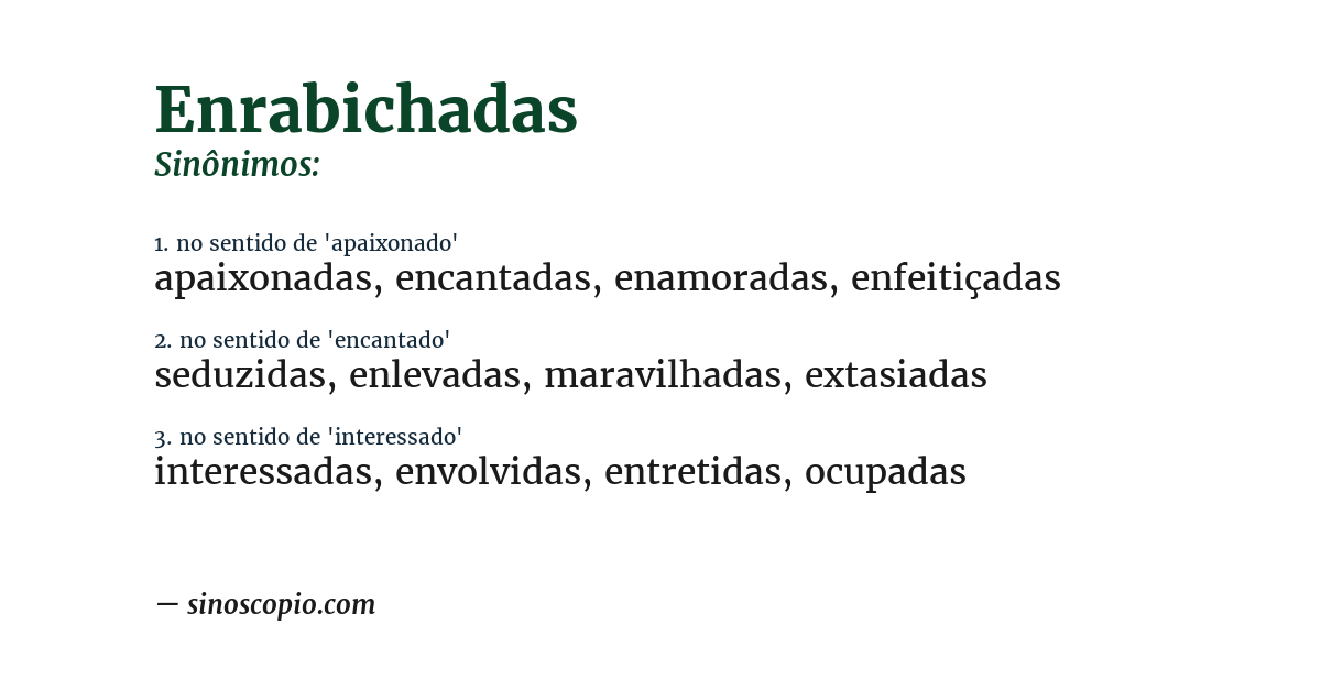 Sinônimo de enrabichadas