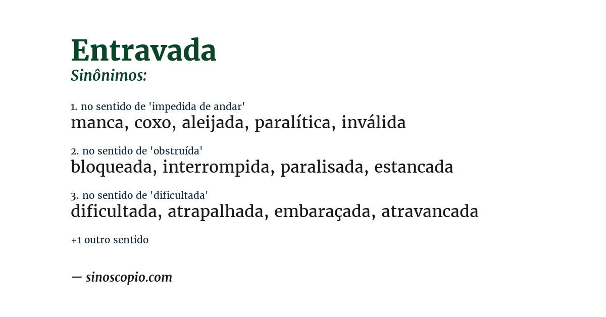 Sinônimo de entravada