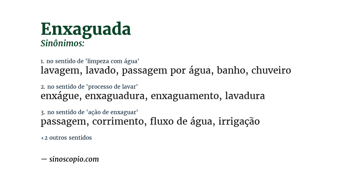 Sinônimo de enxaguada