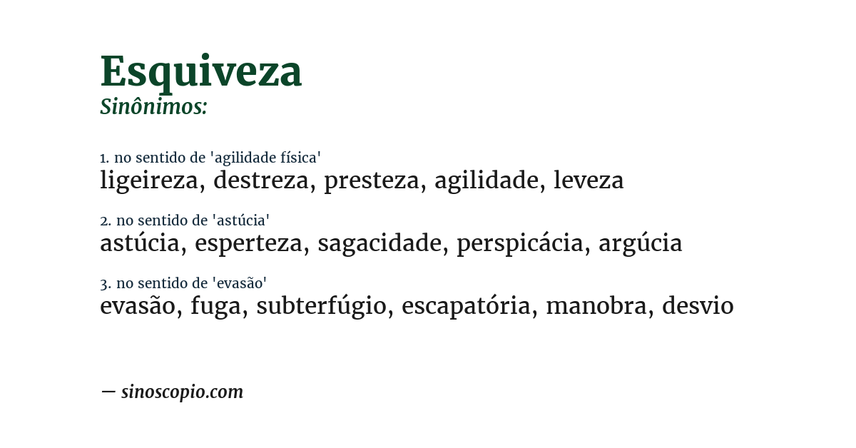 Sinônimo de esquiveza