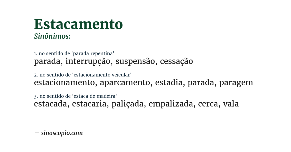 Sinônimo de estacamento