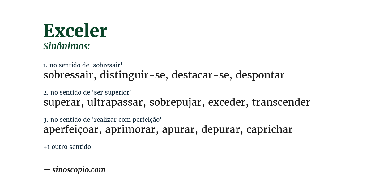 Sinônimo de exceler