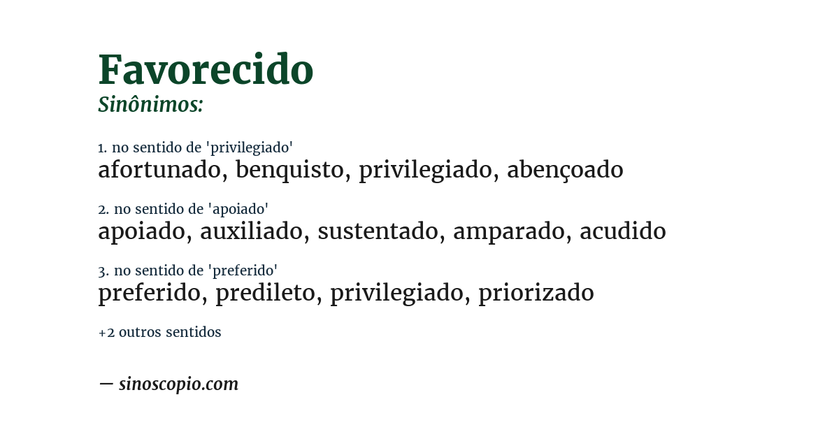 Sinônimo de favorecido