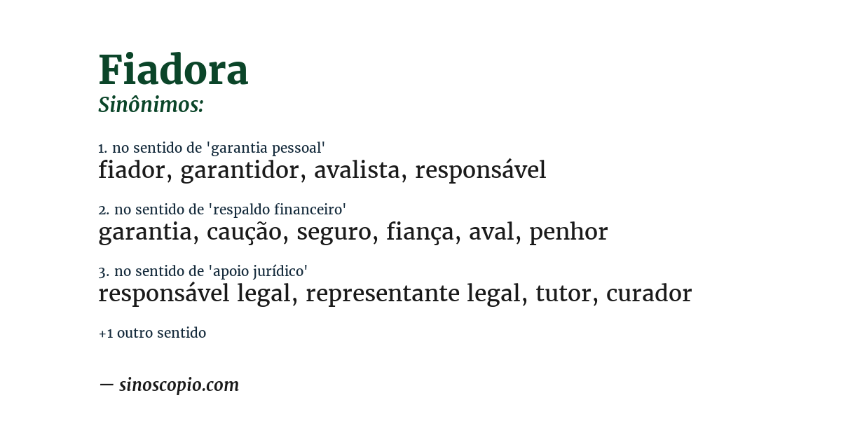 Sinônimo de fiadora