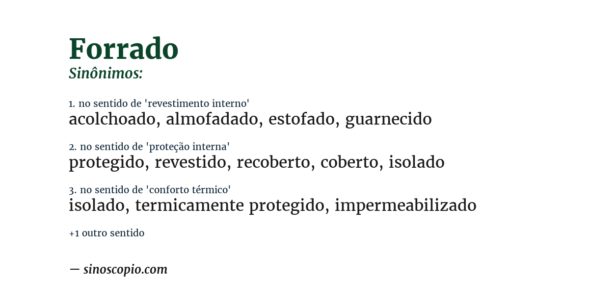 Sinônimo de forrado
