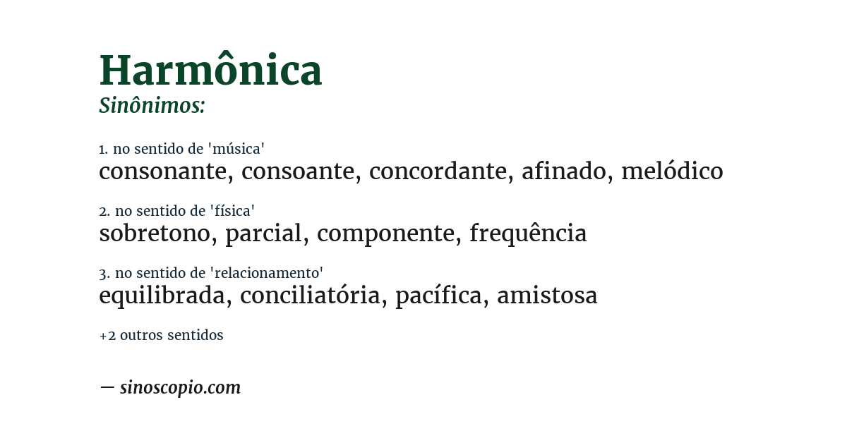 Sinônimo de harmônica