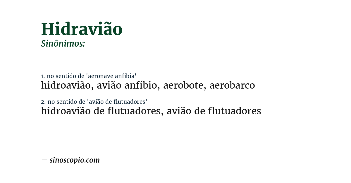 Sinônimo de hidravião