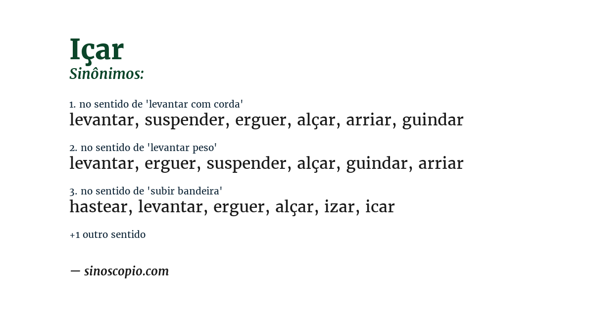 Sinônimo de içar