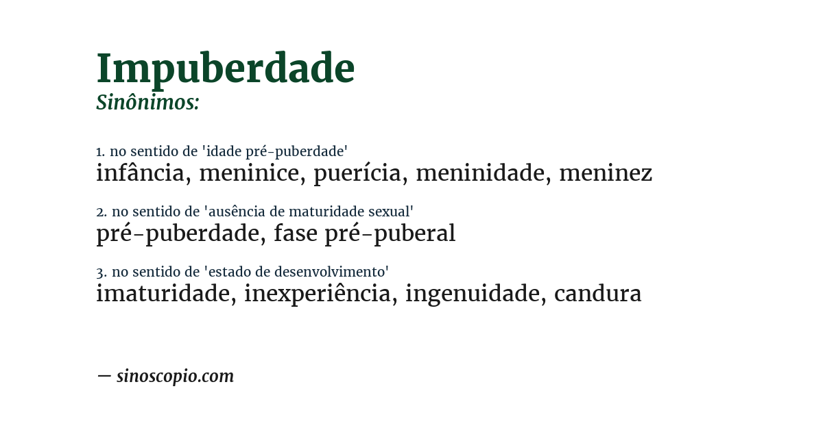 Sinônimo de impuberdade