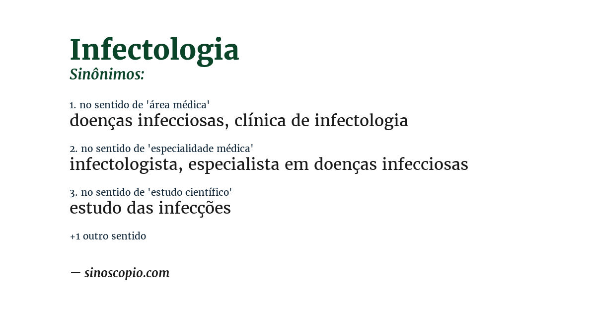 Sinônimo de infectologia
