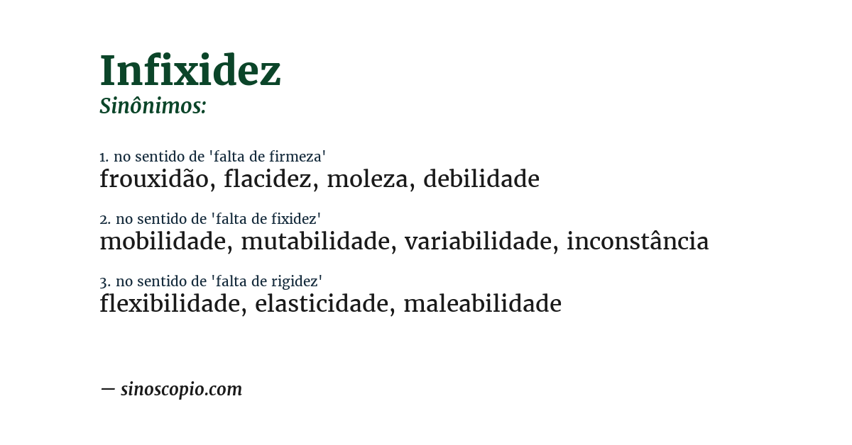 Sinônimo de infixidez