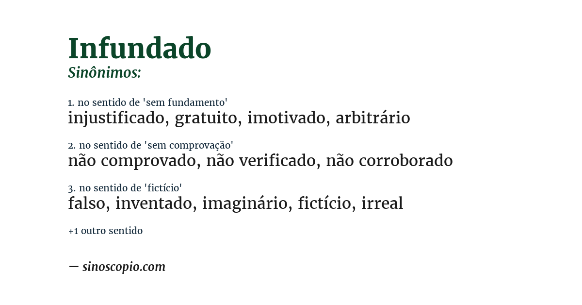 Sinônimo de infundado