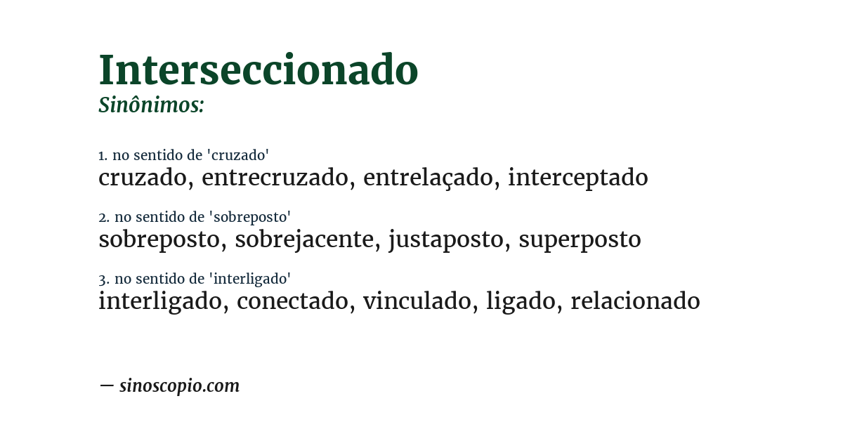 Sinônimo de interseccionado
