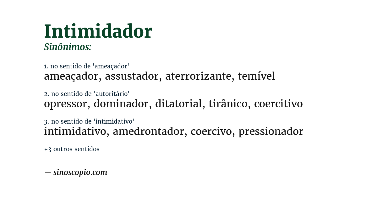 Sinônimo de intimidador