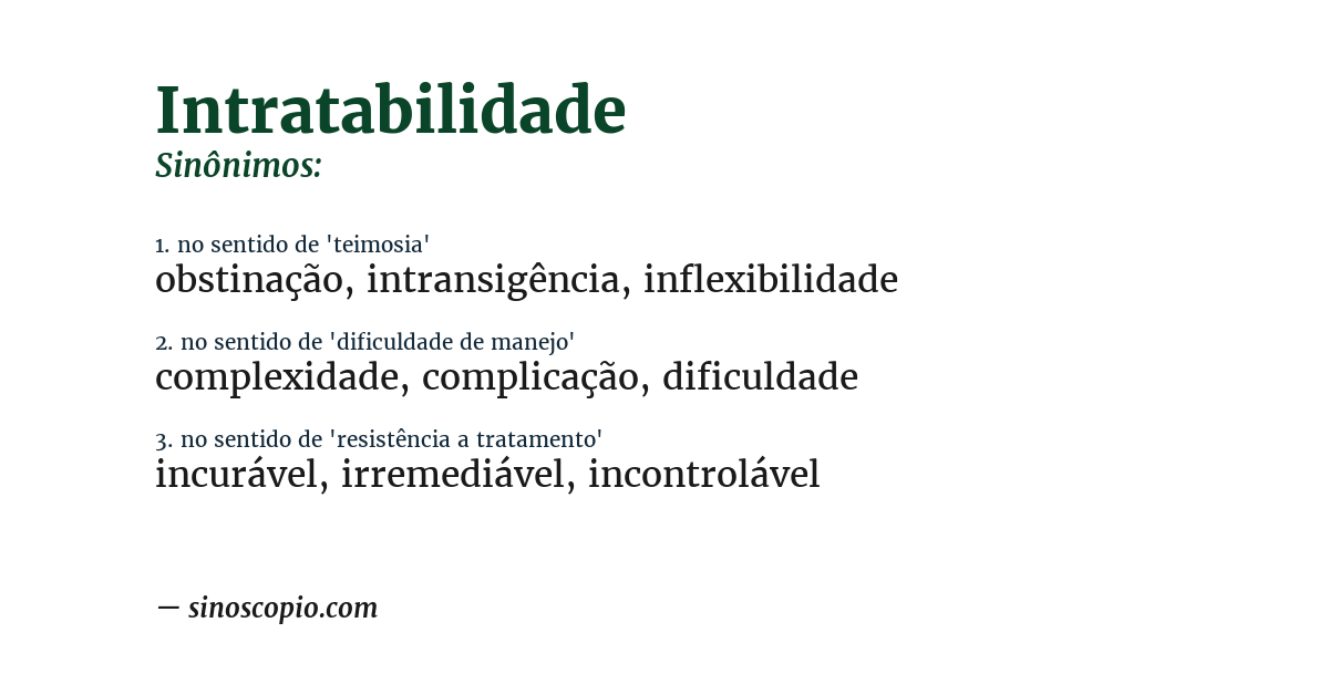 Sinônimo de intratabilidade