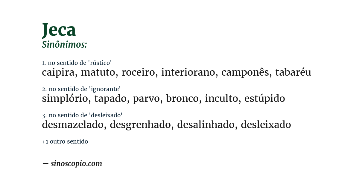Sinônimo de jeca