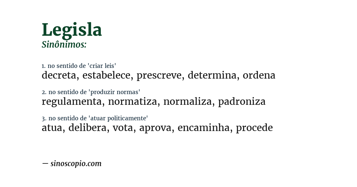 Sinônimo de legisla