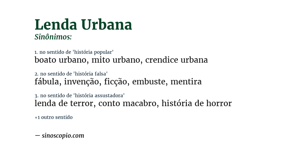 Sinônimo de lenda urbana