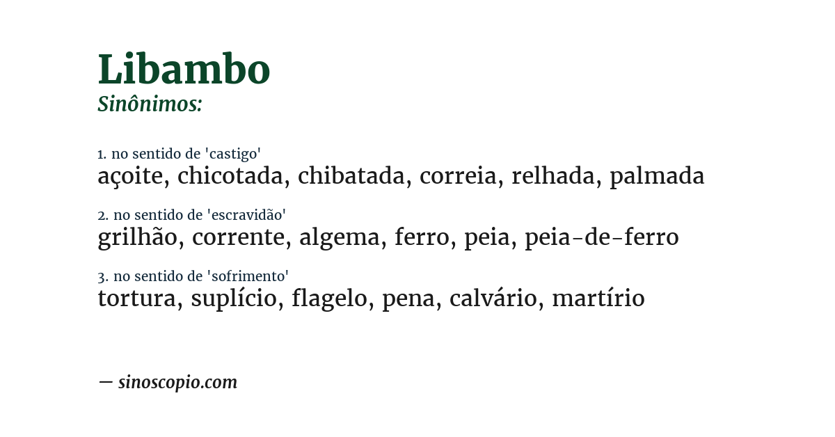 Sinônimo de libambo