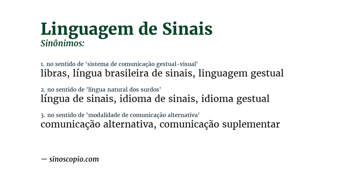 Sinônimo de linguagem de sinais