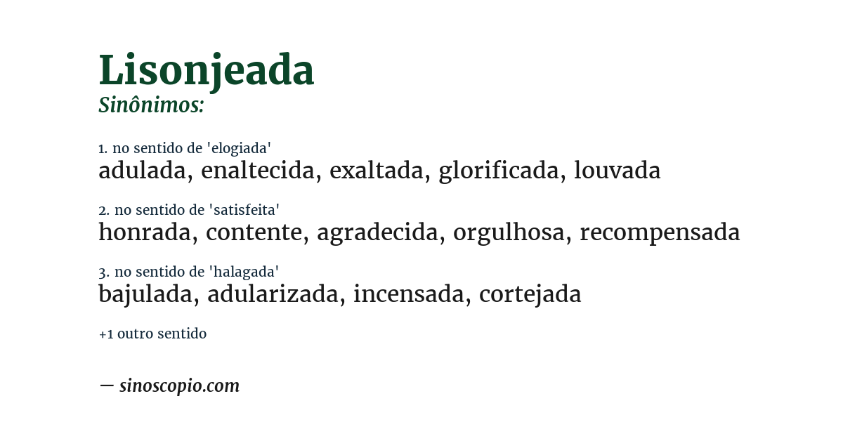 Sinônimo de lisonjeada