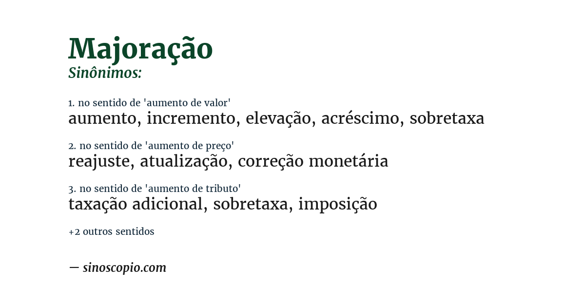 Sinônimo de majoração