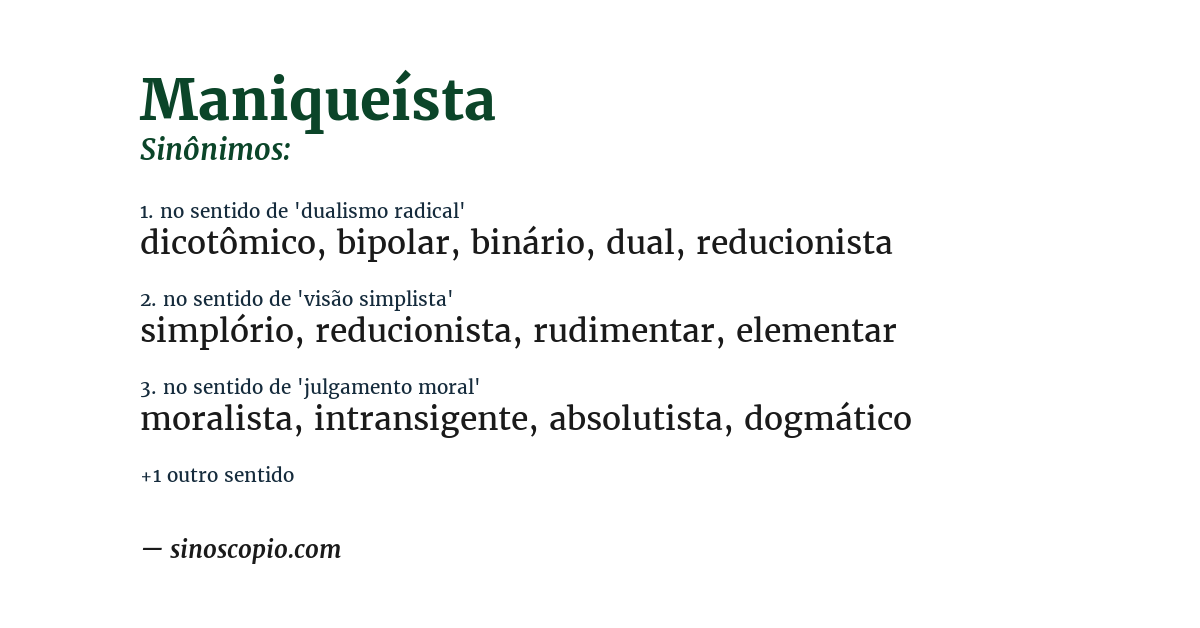 Sinônimo de maniqueísta