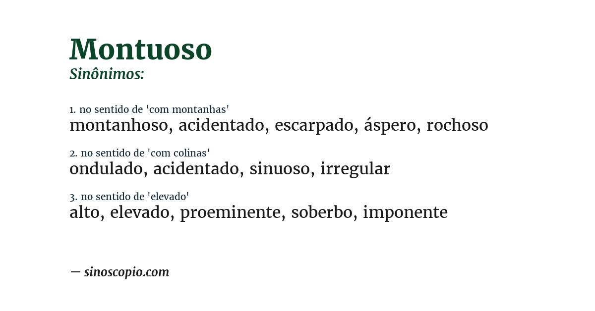 Sinônimo de montuoso