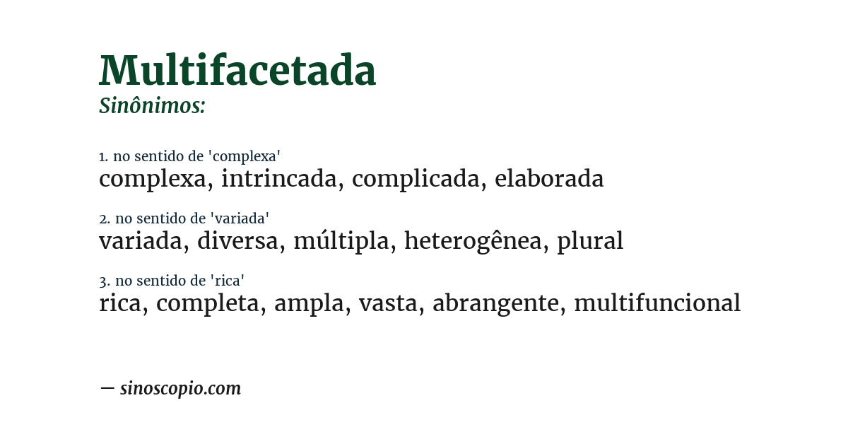 Sinônimo de multifacetada