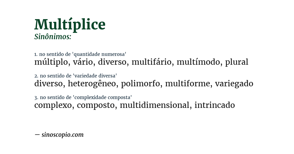 Sinônimo de multíplice