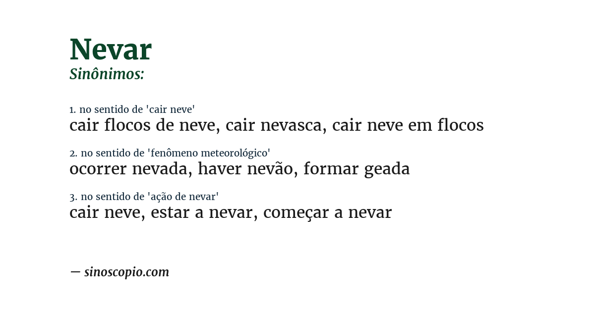 Sinônimo de nevar