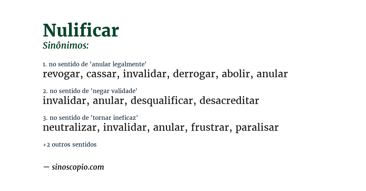 Sinônimo de nulificar