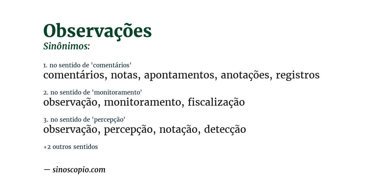 Sinônimo de observações