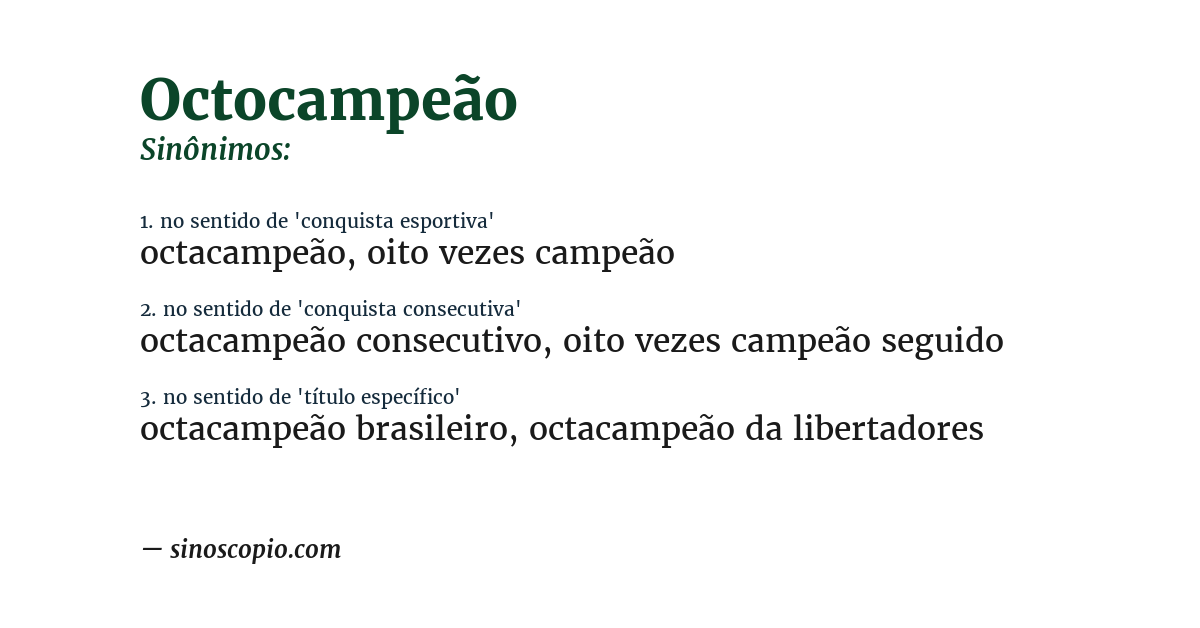 Sinônimo de octocampeão